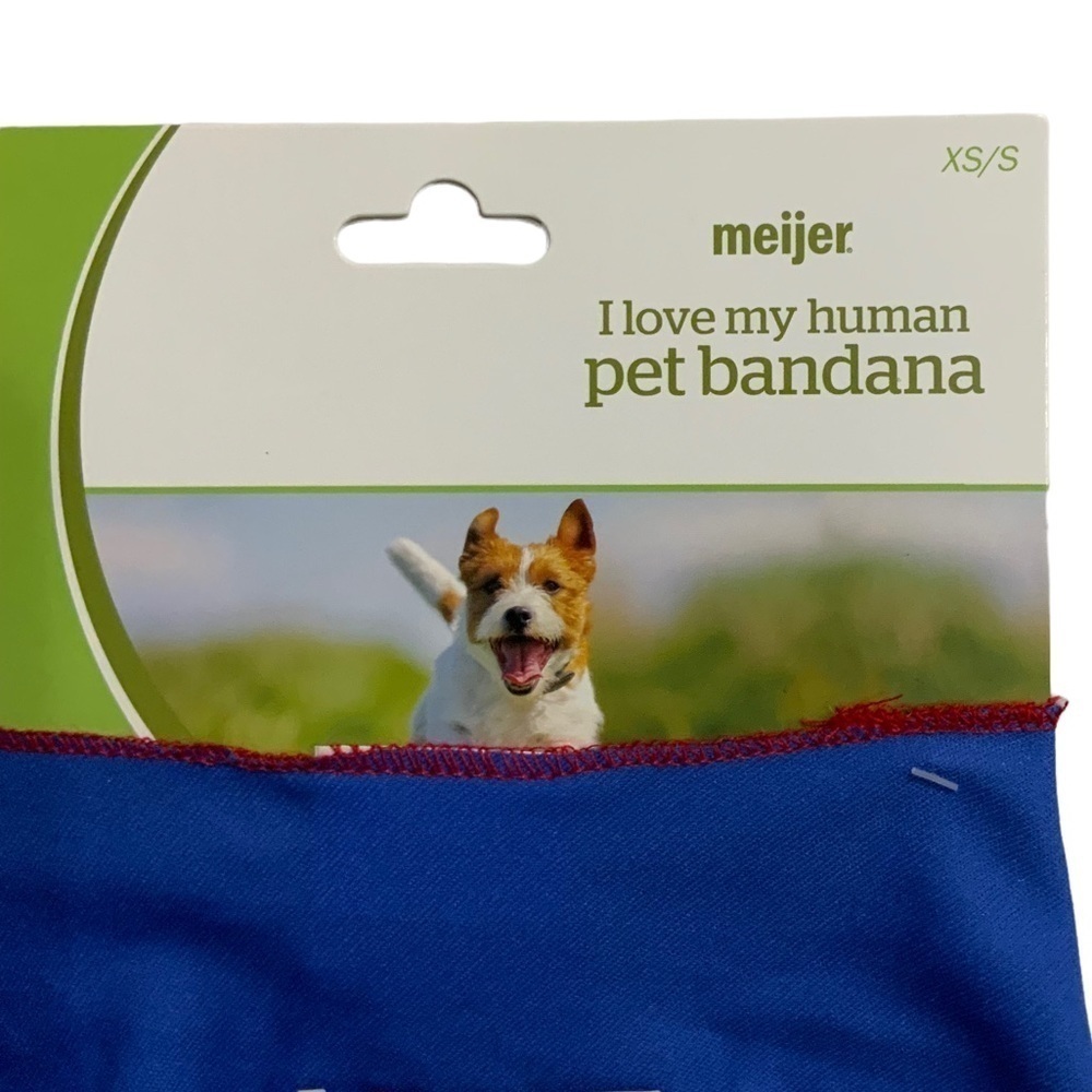 Dog Bandanna I LOVE MY HUMAN  Adjustable Tie On Patriotic Blue XS/S - Picture 2 of 7